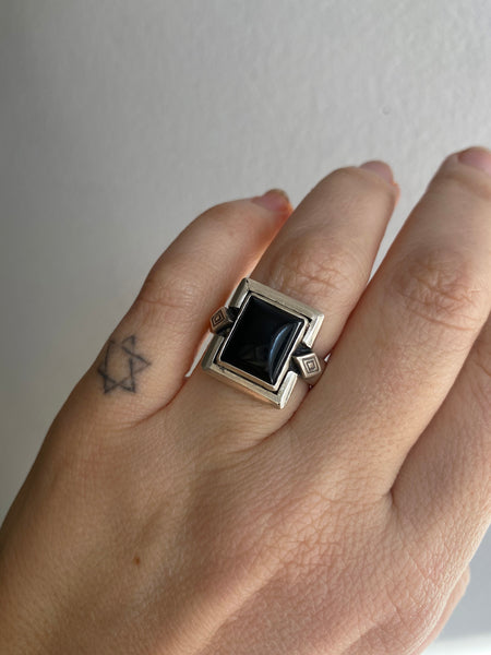 Handmade Onyx Signet Ring 7.5