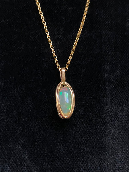 Handmade 14k Caged Opal Charm