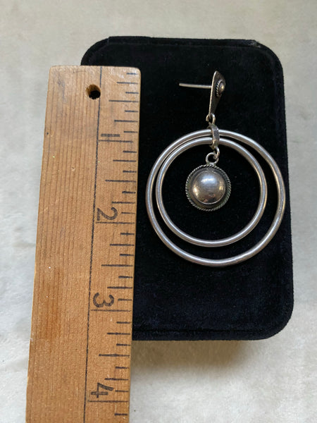 Vintage Sterling Silver Orbit Hoops