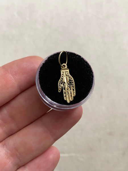 Vintage 14k Filigree Hamsa Charm