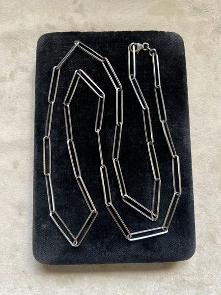 Vintage Sterling Silver Flat Link Paperclip Chain 30"