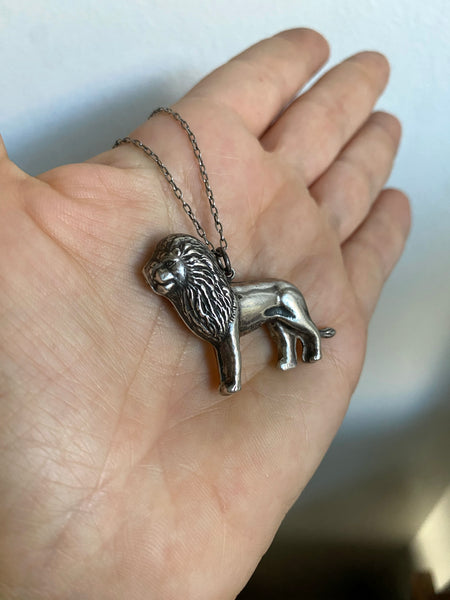 Vintage Sterling Lion Pendant (Hollow Form)