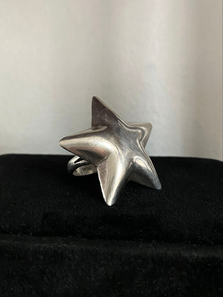 Vintage Mexican .925 Puffy Star Statement Ring sz 8 1/4