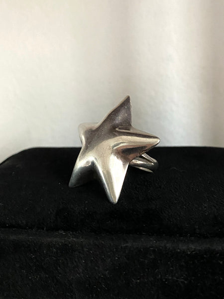 Vintage Mexican .925 Puffy Star Statement Ring sz 8 1/4