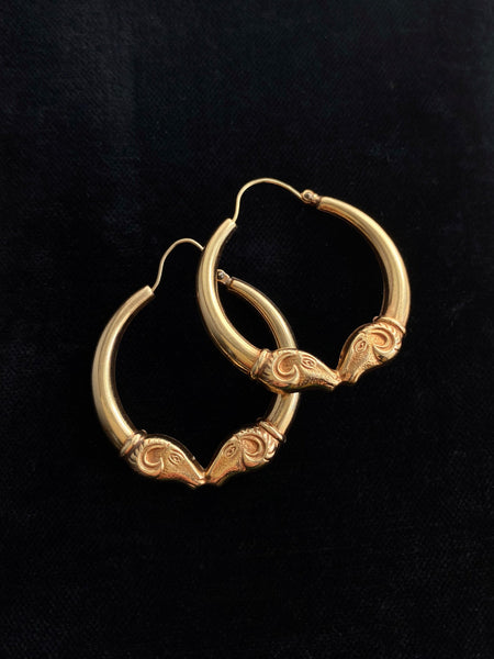 Vintage Rams Head Hoops (14k)