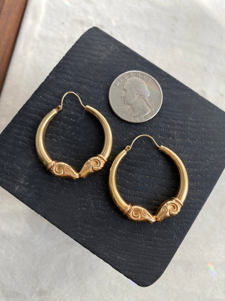 Vintage Rams Head Hoops (14k)