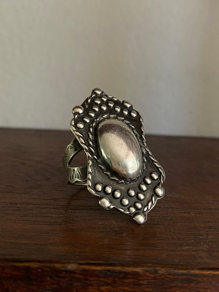 Vintage Shield Ring Sz 8