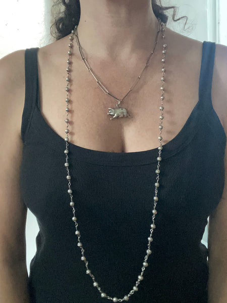 Vintage Sterling Silver Piggie Fob Necklace
