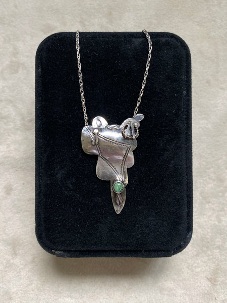 Vintage Sterling Silver Saddle Pendant Necklace