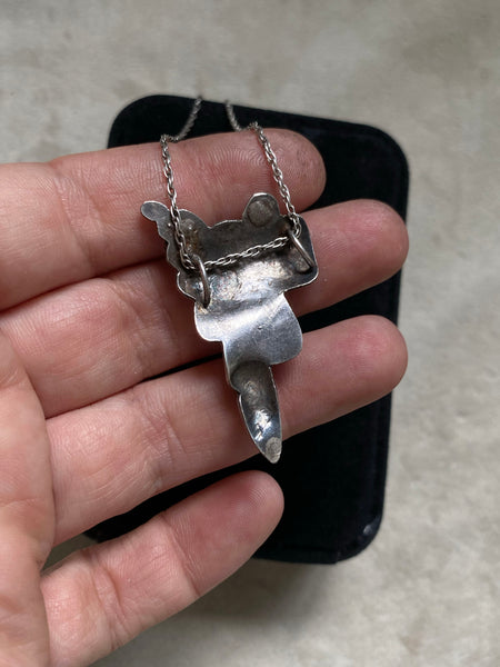 Vintage Sterling Silver Saddle Pendant Necklace