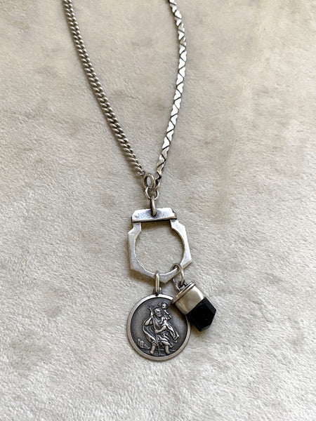 Vintage Sterling Silver Traveller's Charms + Charm Keeper Necklace