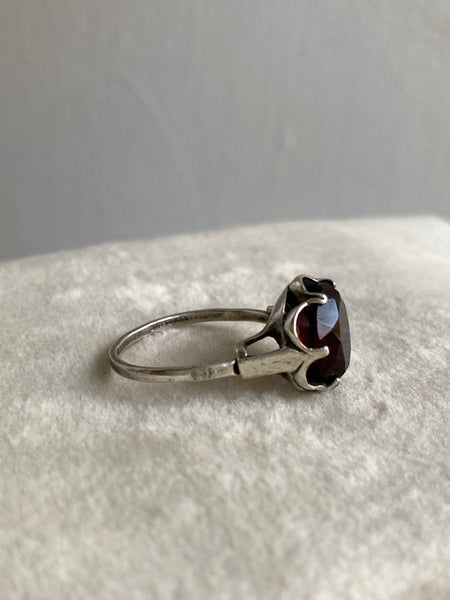 Vintage Sterling Ruby Red Cocktail Ring sz 6.5-8.5