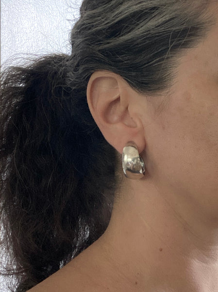 Vintage Sterling Silver Domed Saucer Hoops
