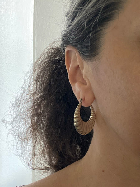 Vintage Sterling Hollow Form Classic Shrimp Hoops
