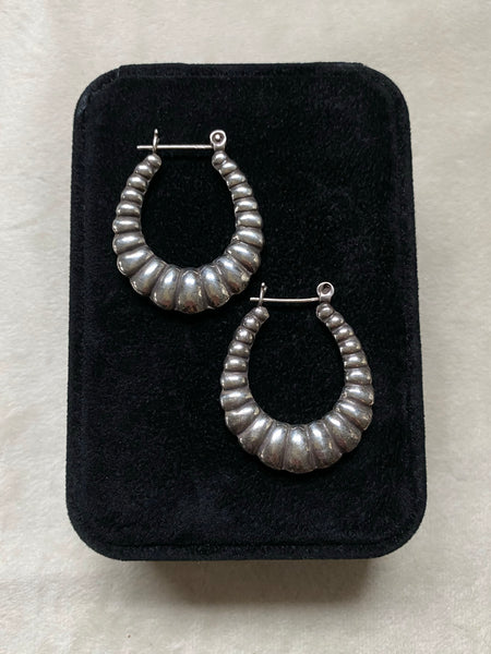 Vintage Sterling Hollow Form Classic Shrimp Hoops