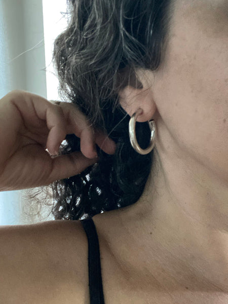 Vintage Sterling Clean Classic Hoops