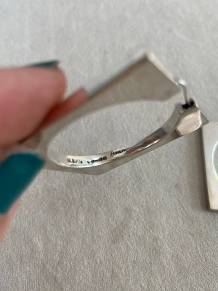 Vintage Hollow Form Square Hoops (Mexican Sterling)