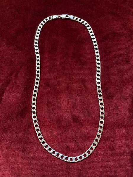 19" Vintage Italian Silver Square Link Flat Curb Chain