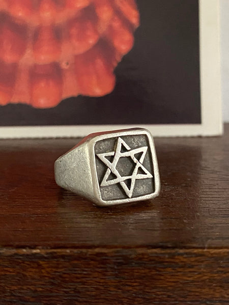 Vintage Star of David Solid Signet Ring sz 7.75