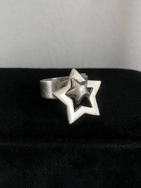 Vintage Sterling Star Spinner Ring Sz 7 1/2