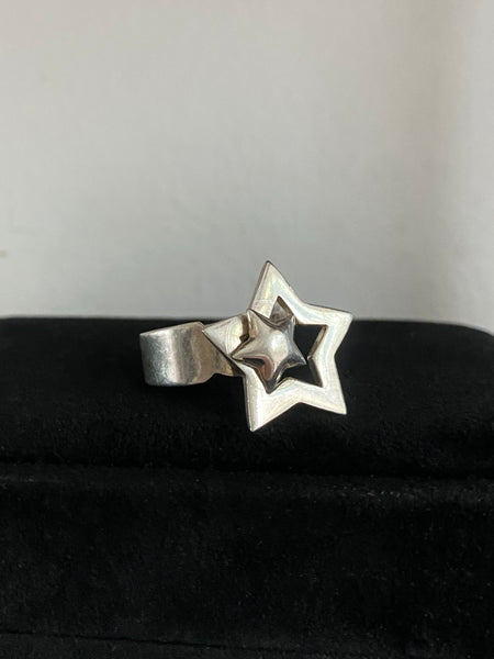 Vintage Sterling Star Spinner Ring Sz 7 1/2
