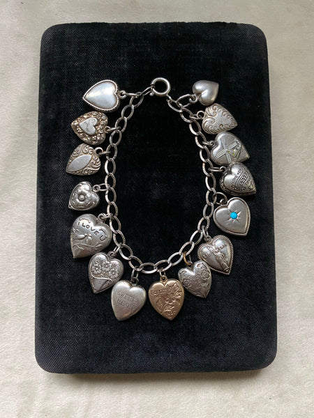 Vintage 1940's Sterling Silver Sweetheart Bracelet