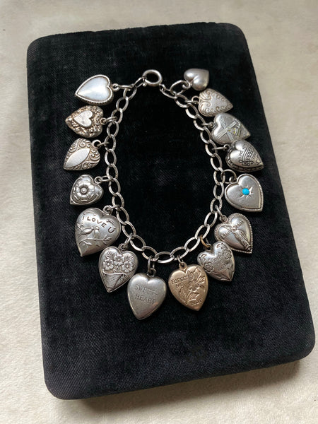 Vintage 1940's Sterling Silver Sweetheart Bracelet
