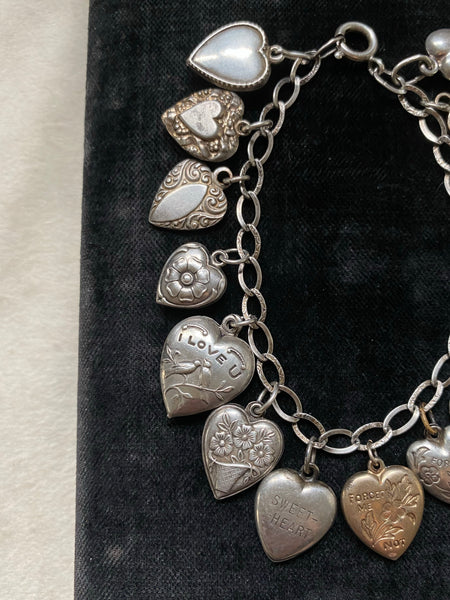Vintage 1940's Sterling Silver Sweetheart Bracelet