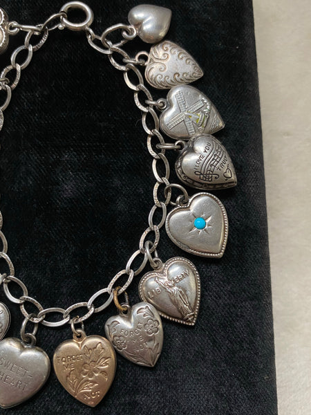 Vintage 1940's Sterling Silver Sweetheart Bracelet