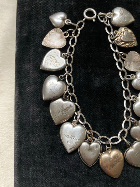 Vintage 1940's Sterling Silver Sweetheart Bracelet
