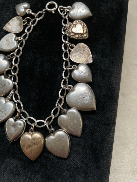 Vintage 1940's Sterling Silver Sweetheart Bracelet