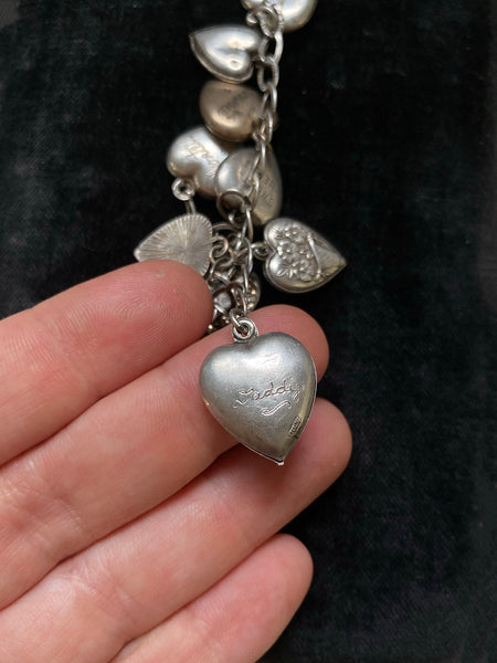 Vintage 1940's Sterling Silver Sweetheart Bracelet