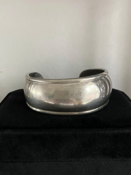 Vintage Mexican Sterling Sheild Cuff Bracelet