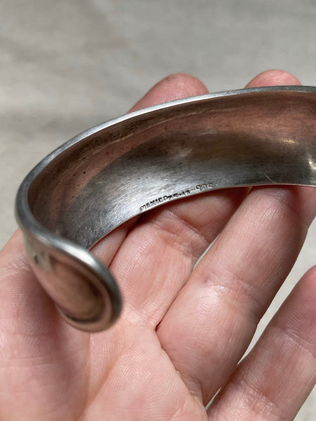 Vintage Mexican Sterling Sheild Cuff Bracelet