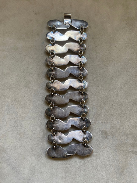 Vintage Taxco Mexico Sterling Silver Statement Bracelet