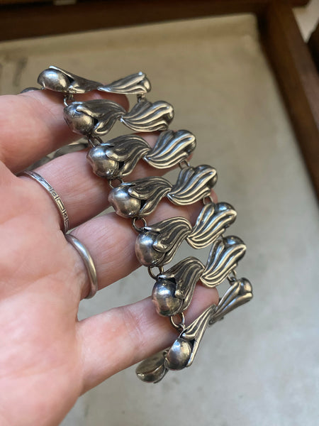 Vintage Taxco Mexico Sterling Silver Statement Bracelet