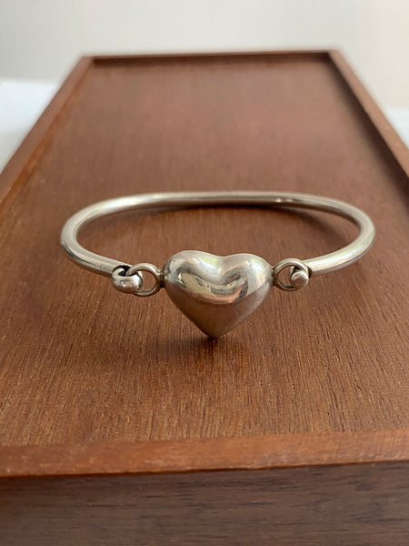 Vintage Taxco Heart Bangle Bracelet