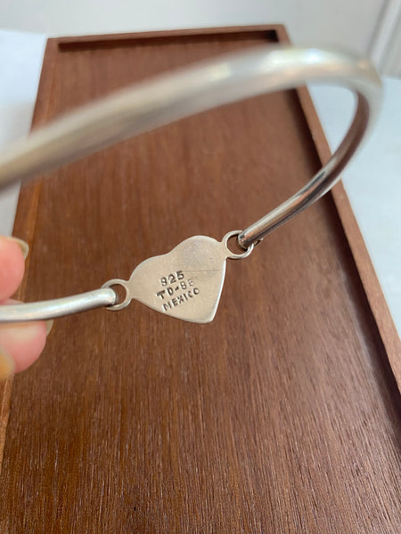 Vintage Taxco Heart Bangle Bracelet