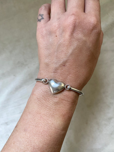 Vintage Taxco Heart Bangle Bracelet