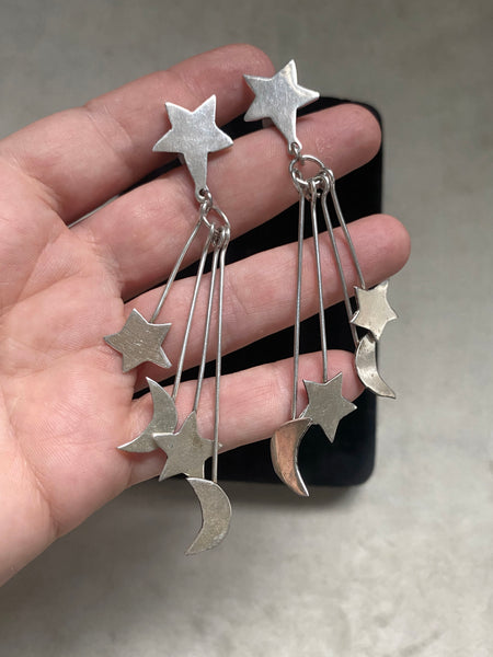 Vintage Sterling Silver Taxco Shooting Star Earrings