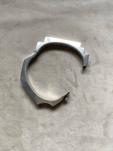 Vintage Taxco Sterling Silver Hinged Stepped Bangle