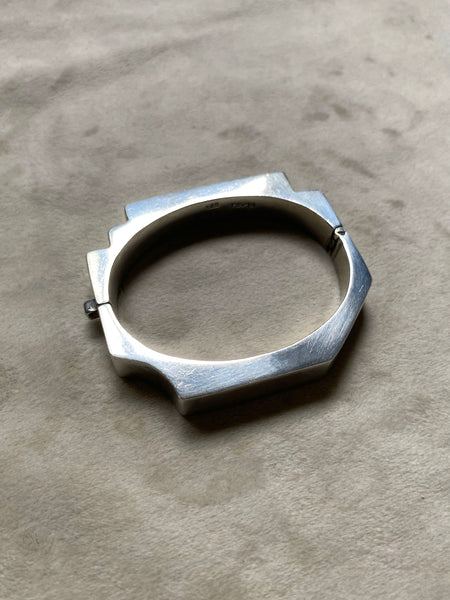 Vintage Taxco Sterling Silver Hinged Stepped Bangle