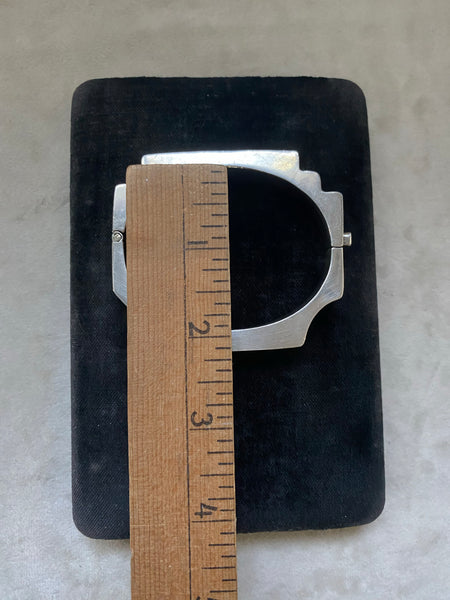 Vintage Taxco Sterling Silver Hinged Stepped Bangle
