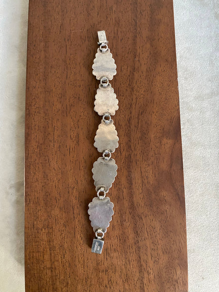 Vintage Sterling Taxco Onyx Teardrop Bracelet