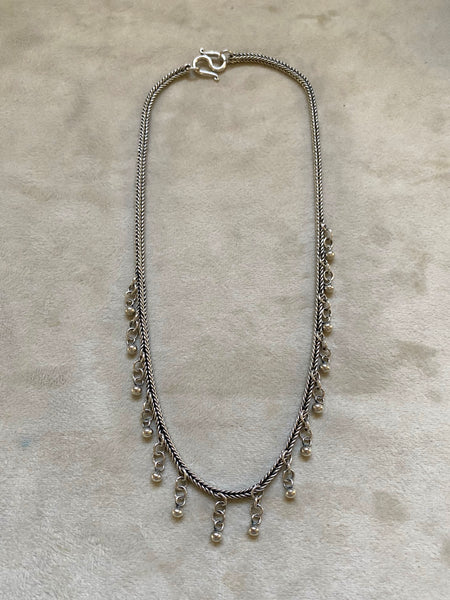 Vintage Sterling Silver Woven Square Wheat Chain