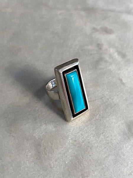 OOAK Kingman Turquoise Portal Ring 7