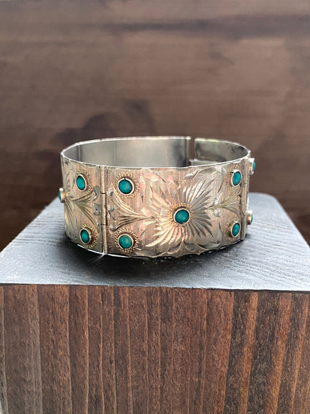 Vintage Hinged Turquoise Cuff