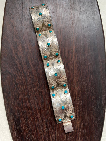 Vintage Hinged Turquoise Cuff