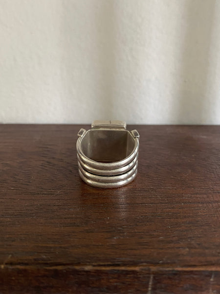 Kingman Turquoise Sterling Silver Signet Ring Sz 7