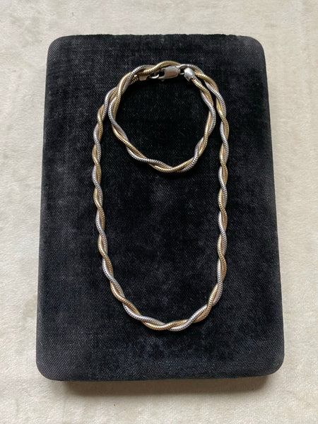 Vintage Sterling Silver + Gold Vermeil Twisted Snake Chain